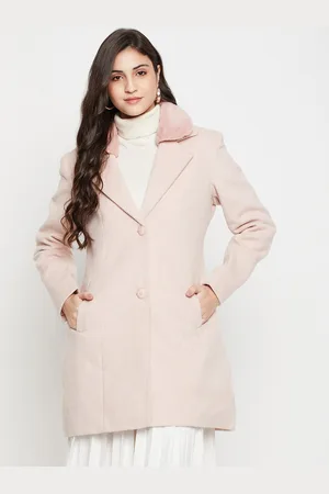 CANTABIL Single-Breasted Notched-Lapel Long Overcoat With Faux Fur Trim