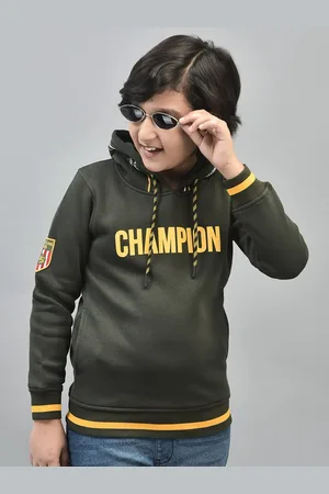 Crimsoune Club Boys Typographic Printed Hooded Sweatshirt