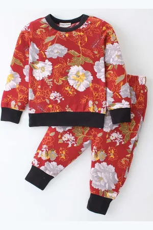 CrayonFlakes Girls Floral Printed Top with Pyjamas