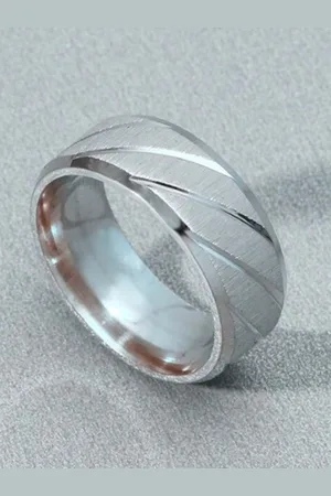 VÌEN Men Set Of 2 Silver Plated Stainless Steel Adjustable Finger Ring