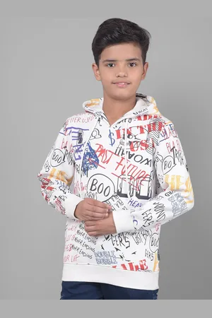 Crimsoune Club Boys Typography Printed Hooded Pullover