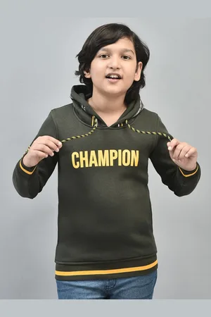 Crimsoune Club Boys Typography Printed Hood Pullover Sweatshirt