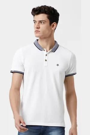 WROGN Men White & Black Polo Collar Slim Fit T-shirt