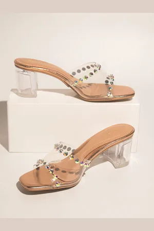 Inc 5 Embellished Party Two Strap Block Heels