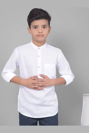 Crimsoune Club Boys Pure Linen Straight Kurta