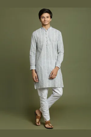 Vastramay Boys Ethnic Motifs Printed Pure Cotton Kurta With Pyjama