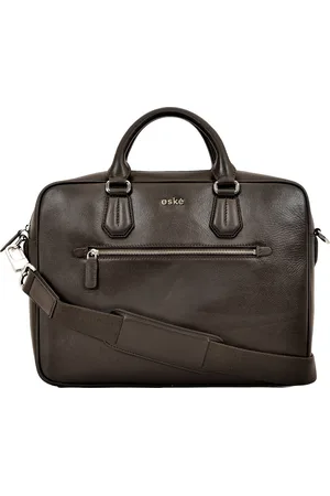 Eske Men Brown Solid Genuine Leather Laptop Bag