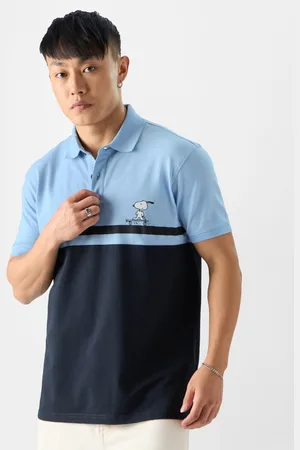 The Souled Store Men Navy Peanuts Printed Polo Collar T-shirt