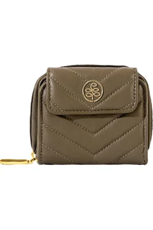 Eske Women Textured Brand Logo RFID Leather Zip Around Wallet