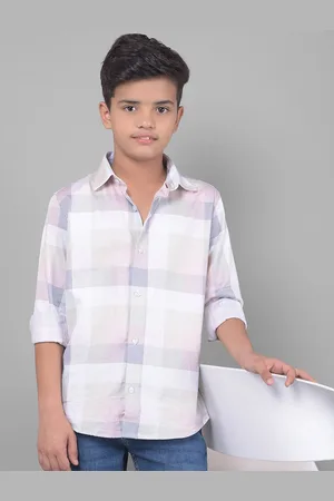 Crimsoune Club Boys Slim Fit Buffalo Checked Pure Cotton Casual Shirt