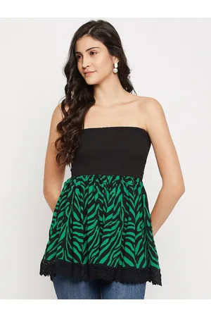 BAESD Smocked Detailed Strapless Empire Style Top