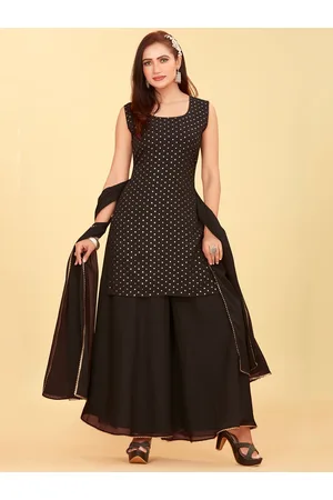 CHANSI Ethnic Motif Embroidered Sequinned Kurta & Palazzo With Dupatta