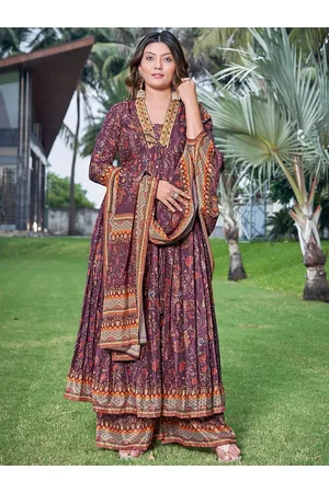 CHANSI Ethnic Motif Printed Anarkali Kurta & Palazzos With Dupatta