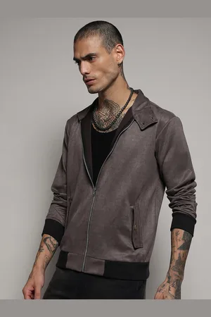 Campus Brown Windcheater Suede Bomber Jacket