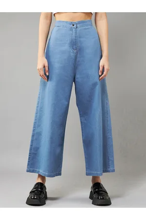 BAESD Women Wide Leg High Rise Clean Look Lightweight Denim Pants