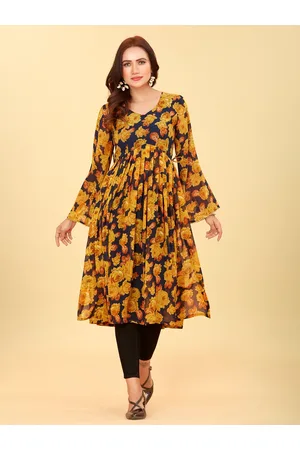 CHANSI Floral Printed Bell Sleeves Georgette Kurta