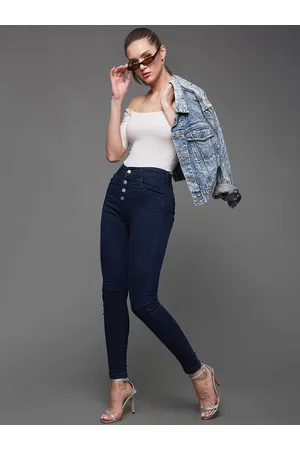 DressBerry Women Navy Blue Skinny Fit High Rise Clean Look Stretchable Jeans