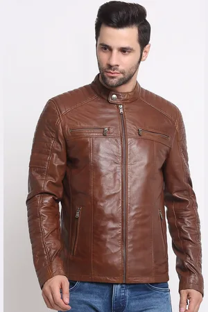 Teakwood Leathers Stand Collar Biker Jacket