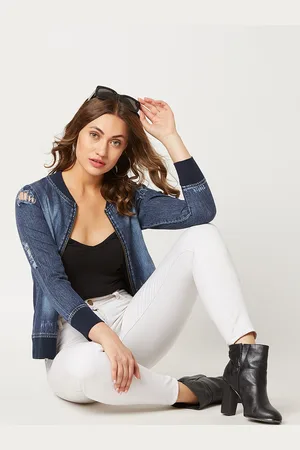 DressBerry Blue Washed Denim Bomber Jacket