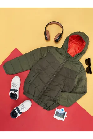 Pantaloons Boys Olive Green Puffer Jacket