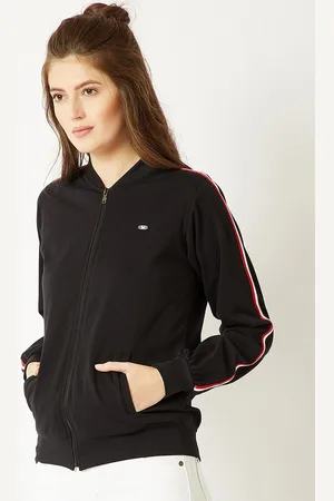 DressBerry Black Mock Collar Cotton Bomber Jacket