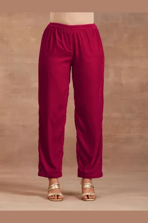 trueBrowns Women Mid Rise Velvet Trousers