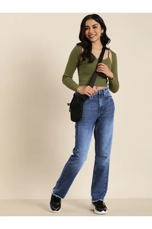 HERE&NOW Women Straight Fit Light Fade Stretchable Jeans