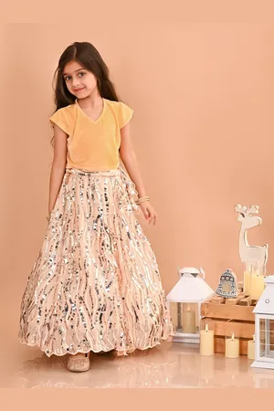 LilPicks Girls V-Neck Sequinned Ready to Wear Lehenga