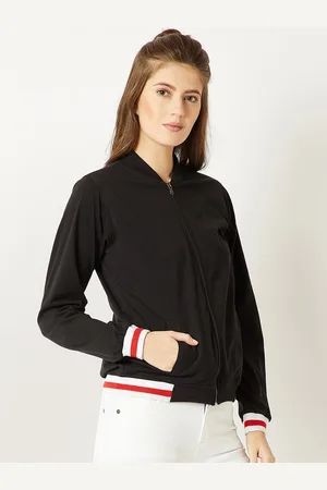 DressBerry Black Mock Collar Bomber Jacket