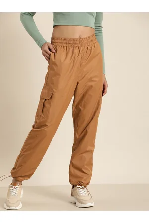 HERE&NOW Women Solid Baggy fit Parachute Track Pants