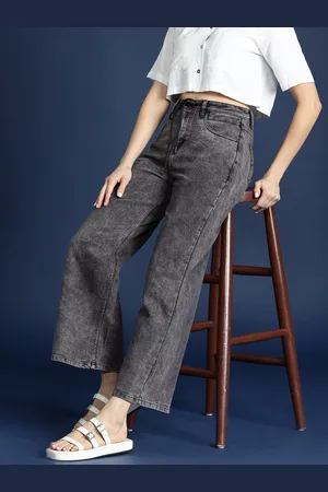 Mast & Harbour Women Wide Leg High-Rise Light Fade Stretchable Jeans