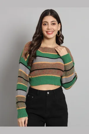 Chemistry Striped Woollen Pullover Cropped Sweater