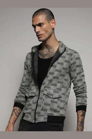 Campus Checked Windcheater Mock Collar Cotton Crop Tailored Jacket