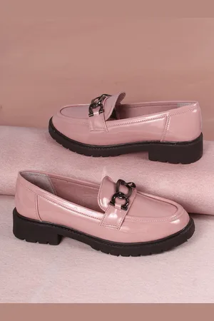DressBerry Women Nude-Coloured Round Toe Heeled Horsebit Loafers