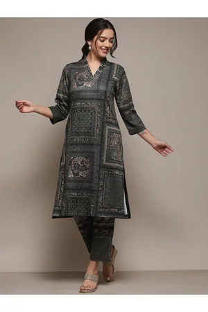 Biba Ethnic Motifs Printed Straight Kurta With Trousers