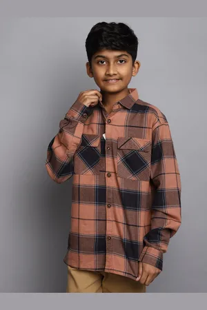 V-Mart Boys Tartan Checks Cotton Casual Shirt