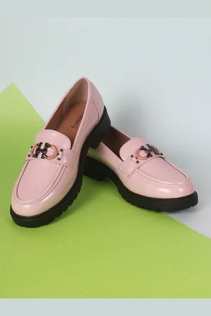 DressBerry Women Nude-Coloured Comfort Insole Heeled Horsebit Loafers