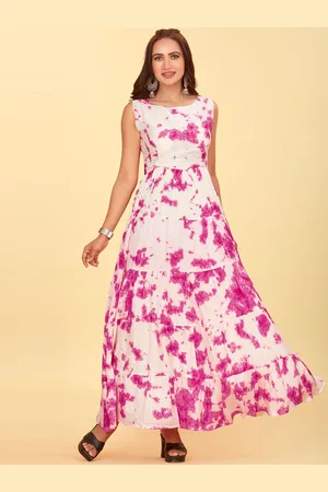 CHANSI Abstract Printed Round Neck Layered Maxi Dress