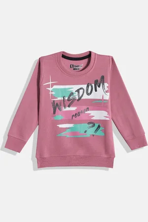 Eteenz Girls Typography & Abstract Printed Round-Neck Premium Cotton Sweatshirt