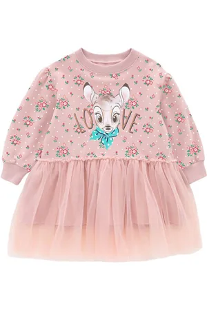 Stylecast Girls Pink Floral Printed A-Line Mini Cotton Dress