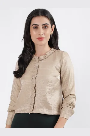 CENTRESTAGE Cuffed Sleeve Ruffled Shirt Style Top
