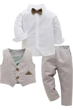 Stylecast Boys Grey V-Neck Single Breasted 3 Piece Suit