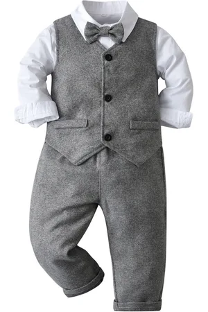Stylecast Boys Grey V-Neck Single Breasted 3 Piece Suit