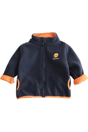 Stylecast Boys Navy Blue Colourblocked Mock Collar Insulator Cotton Tailored Jacket
