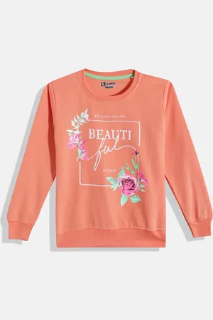 Eteenz Girls Floral & Typography Printed Round-Neck Premium Cotton Sweatshirt