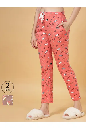 Buy Dreamz By Pantaloons Women Orange Printed Cotton Lounge Pants