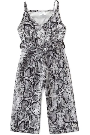 Stylecast Girls Black Animal Printed Shoulder Straps Cotton Basic Jumpsuit