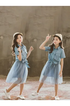Stylecast Girls Blue Pure Cotton Shirt With Skirt