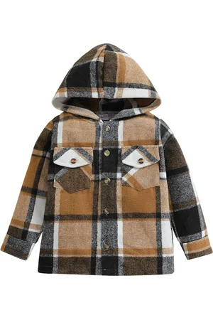 Stylecast Boys Brown Checked Hooded Windcheater Cotton Tailored Jacket