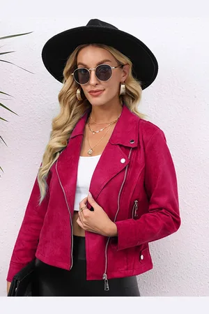 Stylecast Pink Lapel Collar Biker Jacket